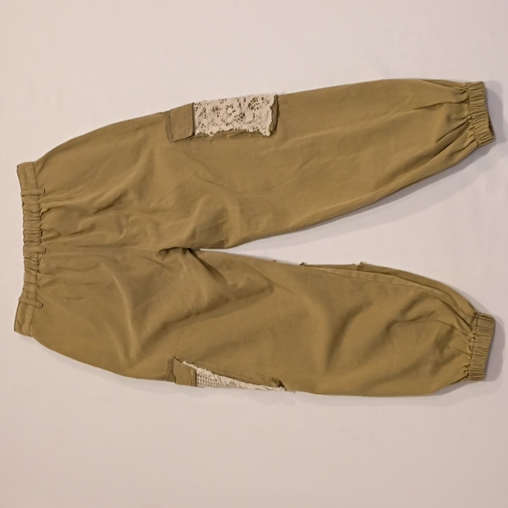POL 39112 Twill Boho Crochet Joggers Size Small - Picture 4 of 4